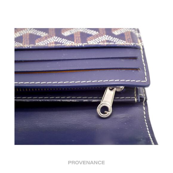 🔴 Goyard Varenne Long Wallet - Navy Blue Goyardine - Picture 9 of 10